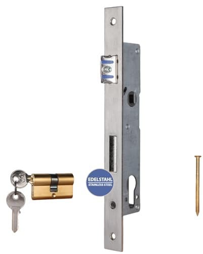 ATTAS Cerradura de embutir con cilindro perfilado para puertas giratorias, medida de mandril de 35 mm, para cerradura de marco de puerta de jardín, adecuado para perfiles de marco, función