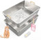 JDCQKHA Stainless Steel Sifting Cat Litter Box, Extra Large Sifting Litter Box for Pine Pellets, Odor Control Metal Cat Litter Box with Metal Scoop and Litter Box Liners, Easy to Clean