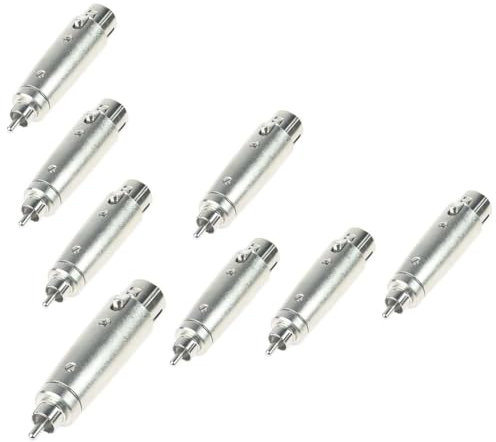 Adam Hall 8 x Connectors K4A XF3 RM2 Ganzmetall Adapter Verbinder Konverter - XLR 3 pol Female Kupplung auf Cinch RCA Male Stecker