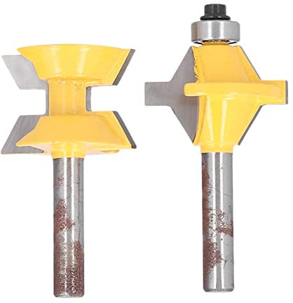 Woodworking Tenon Cutter Set, 8mm Shank 120 Degree V-Groove Joint Woodworking Tool with Single & Double-Edged Tenon , Ideal for Floor Panels, Projects