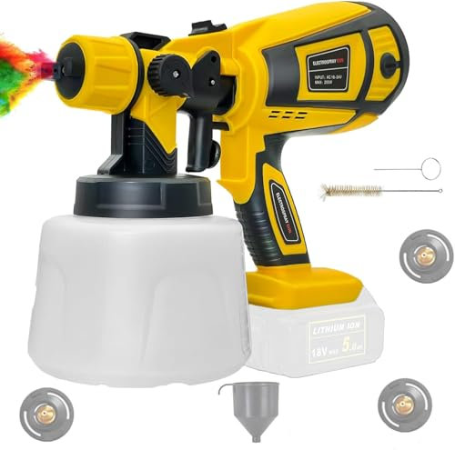 Cordless Paint Sprayer for DEWALT 18V Battery,Fence Paint Sprayer with 3 Nozzles 1000ml Detachable Tank,Neue Upgrades 30000RPM HVLP Electric Spray Gun for Home Interior Exterior Painting (Tool Only)