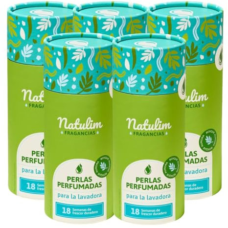 Natulim Perlas Perfumadas - Perlas Aromatizantes para Ropa - Fragancia Duradera - Sin Químicos Nocivos - Apto Pieles Sensibles y todo tipo de Prendas - 150 Lavados – Pack 5 Unidades (Bosque Aurora)