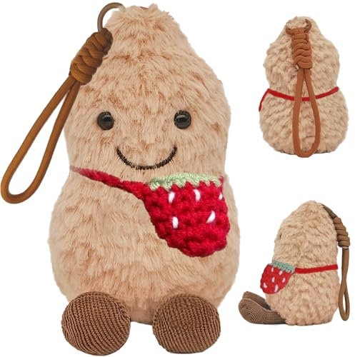 MXYZQDE Peluche en forme de cacahuète, 16 cm, mignonne, fraise, cacahuète, jouet doux pour garçon et fille, idéal comme décoration et cadeau pour chambre à coucher et salon