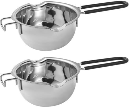 Schmelztopf aus Edelstahl 400ml mit Silikongriff 2 Stück