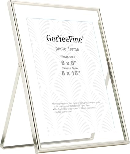 Silver 8x10'' Floating Picture Frame For Photo Sizes(5x7'',6x8''&7x9''),Adjustable TabletopShelf Display Premium Gift Picture Frame for Wedding,Thanksgiving,Christmas Home & Office Decor
