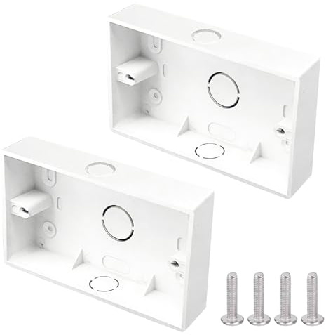 Lot de 2 boîtiers à double prise électrique pour montage mural Blanc 146 x 86 x 33 mm