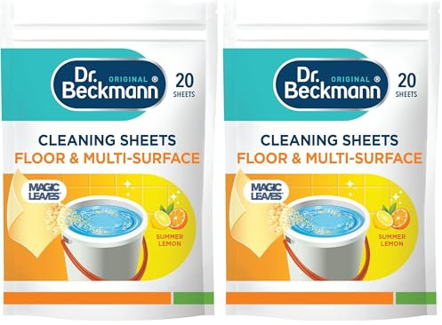 Dr. Beckmann Floor & Multi-Surface Cleaning Sheets |Powerful Against Dirt & Grease | Fast Drying | Gentle on Surface | Summer Lemon | 20 Sheets (Pack of 2)