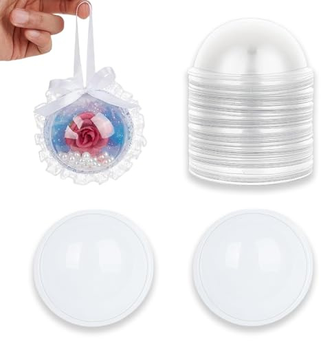 Labyrinxel Clear Plastic Half Ball Domes 24 Pack PVC Craft Domes for Card Making Shaker Decorations DIY Fillable Covers for Home School Party Crafting and Handmade Projects