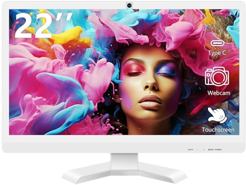 Pisichen 22 inch Touch Screen Monitor with Webcam FHD 1920x1080P Computer Monitor FreeSync HDR HDMI Ports Eye Care Frameless