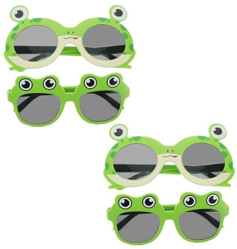 BESTonZON 4 Stück pack Frosch Sonnenbrillen aus Kunststoff mit Grauen Gläsern Lustige Partybrillen für Strand Luau Fotobox Leichte Robuste Geburtstags Accessoires für Damen und Familien