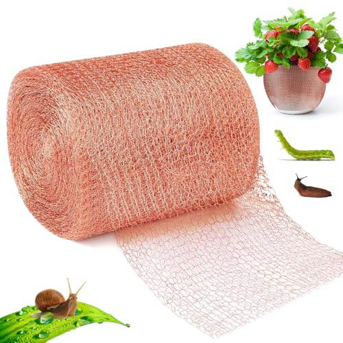Kupferband Gegen Schnecken, 12,7cm x 6m Kupfernetz Schneckenzaun, Schneckenzaun Kupfer Kupfernetz Schneckenkragen, Leicht Schneiden, für Garten, Nacktschnecken Vögel, Balkon Schädlingsbekämpfung