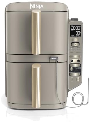 Ninja Double Stack XL, Friggitrice ad Aria Verticale, Oro Chiaro, SL451EUSD | Doppia Zona, 4 Livelli, 2 Scomparti, 2 Griglie, Capienza 9,5L, 6 Funzioni, 8 Porzioni, Parti Lavabili in Lavastoviglie