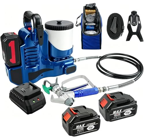 Máquina de pintar paredes airless 15MPa 550W portátil | pistola pintura eléctrica con batería extra y manguera 1,8m | techos altos, estructuras metálicas, muebles y reformas DIY sin esfuerzo
