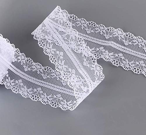 ABSOFINE Spitzenbordüre Vintage Spitzenband Weiss Beige Vintage für Hochzeit Tischdeko Basteln Geschenkband (30M)