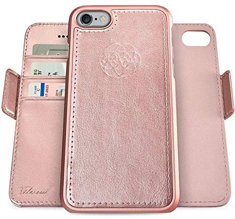 Dreem Fibonacci 2in1 Handyhülle Flipcase für iPhone 6/6s | Magnetisches iPhone Case | TPU Etui Lederhülle Schutzhülle, RFID Schutz, Veganes Kunstleder, Geschenkbox | Roségold