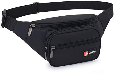 AirZyx wasserdichte Bauchtasche Damen Herren für Reise und Sport, Hüfttasche für Damen und Herren Sport, Bauchtasche Wasserdicht Hüfttaschen für Running (Schwarz)