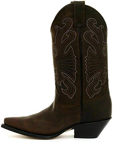 Grinders da Uomo in Pelle di Bufalo Marrone Antiscivolo su Stivali da Cowboy Occidentali 43