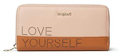 Desigual Damen Mone_rhapsody Zip Around Geldbörse, Braun-Beige, 2x9.5x19 cm