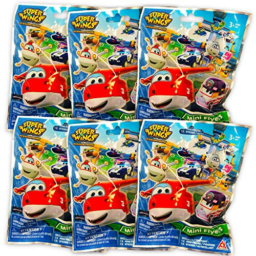Alpha Group Super Wings Mini-Flieger-Figuren, Überraschungstüten, Partygeschenk-Set, 6 Stück, Super Wings Mystery Bags, Season 3 (Super Wings Partyzubehör)