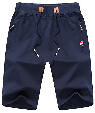 JustSun Sport Shorts Herren Kurze Hose Sommer beiläufig Baumwolle Elastische Taille Sweat Shorts Blau XX-Large