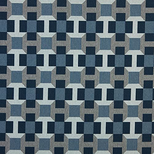 Kt KILOtela - Polsterstoff, Möbelstoff, Jacquard Gobelin, Dekostoff, Modische Accessoires, Tischdecke, Vorhang, oder Dekoartikel, Meterware ab 50 cm, Kariert, Blau