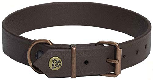 Akah BioThane® Halsband Hundehalsband witterungsbeständig und wasserfest, reißfest bis 450 Kg für Jagdhunde braun oder schwarz von oefele.de (55 cm, Braun)