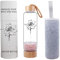 AITELEI Bambus Wellness Kristall Elixier infundiert Edelstein Wasserflasche, Naturedelstein Kristall Wasserflasche Quarz Kies Edelstein Heilglas, Energie Elixier Wasserflasche 400ML