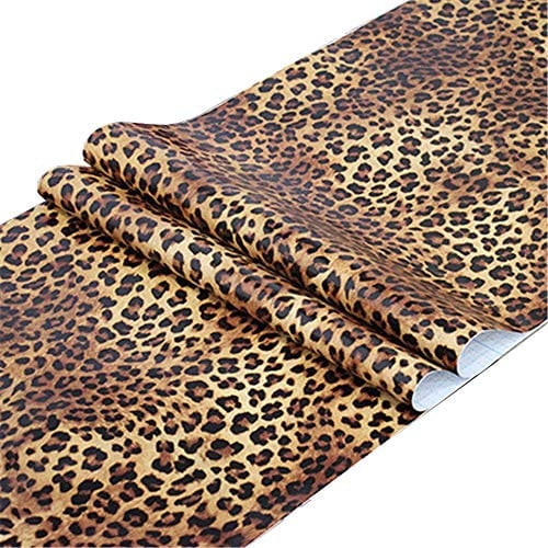 Taogift Self Adhesive Vinyl Film Leopard Animal Paper Wallpaper for Cabinets Dresser Drawer Table Walls Furniture Crafts Decal Removable 45CMX3M