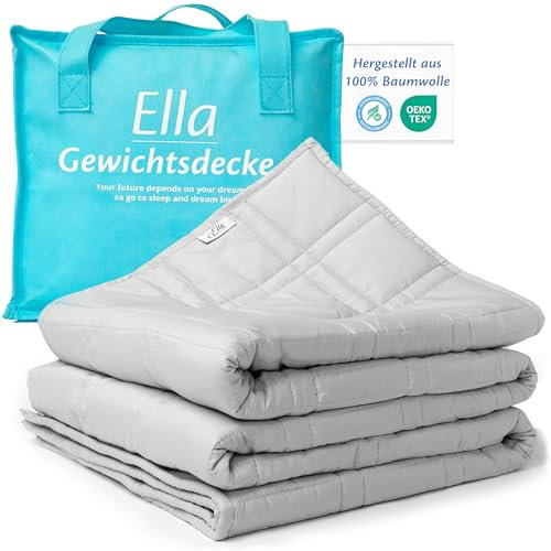Ella Gewichtsdecke 200x200 13kg - Anti Stress Therapiedecke - Schwere Decke aus 100% Baumwolle - Bettdecke für tiefen Schlaf und bessere Erholung – Weighted Blanket - Für Männer & Frauen von 75-110kg