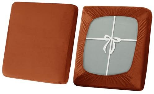 SYLC Sofa Sitzkissenbezug, Stretch Sitzkissenbezug rutschfest Mit Krawatten, Samt Überzüge Für Wohnwagen Polster Sitzbezüge Für Sofa(Orange,Großer 3-Sitzer)