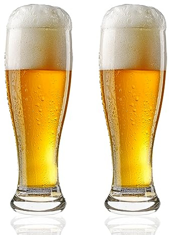 Burns Glass Premium 680.4 g Pilsner Biergläser Set von 2 - Schwerer Boden hohe Bargläser kristallklar & langlebiges Design, Lager-Pilsner Glas für Zuhause, Bar, Restaurants, Party