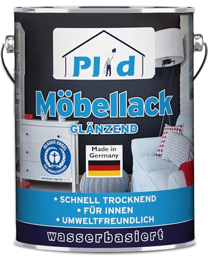 Plid® Möbellack glänzend 1,5L - Weiß - Holzfarbe außen & innen für Spielzeug- Holzlack Außen wetterfest - Holzschutzfarbe Innen - Wetterschutzfarbe Holz - Holzlasur - Farbe für Holz Außen