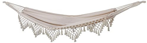 SVITA Luxushängematte mit Schmucksaum Boho Macramé Baumwolle Beige