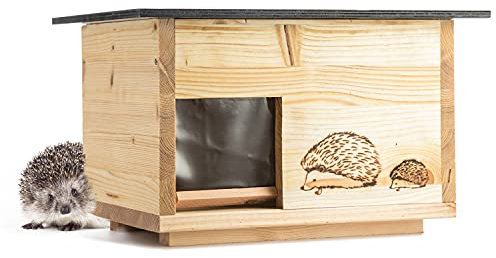 Igelhaus Neu 2X imprägniert (IG4) Igelhotel Igelhütte Igelfutterhaus - Igelhaus mit Rattenklappe - mit Boden und Abnehmbarer Dachöffnung zur leichteren Reinigung