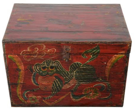 Fine Asianliving Antike Chinesische Kiste Handgemalt Chinesische Mythologie China Aufbewahrungstruhe Orientalische Möbel Holztruhe Dekotisch Deckel Couchtisch Tischtruhe Sitztruhe