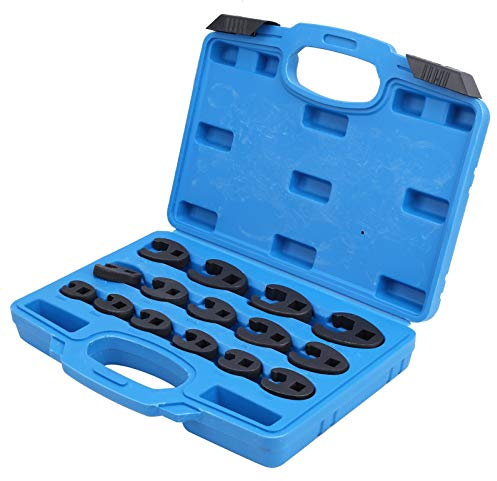Ejoyous Metric Crowfoot Spanner, Flare Nut Wrench Set of 15 Interchangeable Hex Open-end Wrenches 8mm-24mm, 3/8'' & 1/2'' Drive Compatible