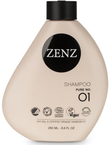 ZENZ | Shampoo | Pure No. 01 | 250 ml | Duftneutral | Aloe Vera, Bio-Kokoswasser & Avocadoöl | Verbessert die Haarstärke und spendet Feuchtigkeit | Silikonfrei | Für alle Haartypen