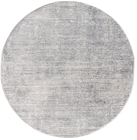 TESSO LIVING Kurzflor Teppich Wohnzimmer Silber Rund 195 cm, Moderner Kurzflor Teppich, Super Soft