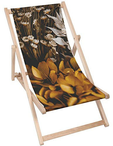 DreamRoots Liegestuhl Klappbar Holz aus Buchenholz, bis 130 kg belastbar, 3-Fach verstellbare Rückenlehne, waschbarer Polyesterbezug
