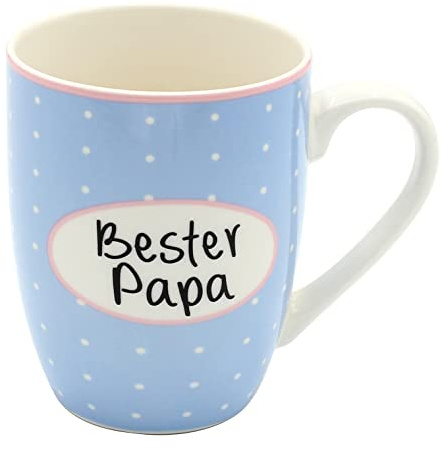 Dekohelden24 Porzellan Kaffeetasse/Becher aus Keramik, Motiv: Bester Papa, Größe/H/Ø ca. 10 x 8 cm, Fassungsvermögen 300 ml, spülmaschinengeeignet