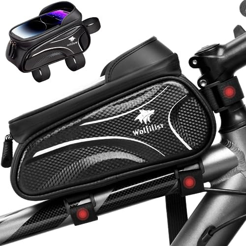 WOLFILIST Handyhalterung Fahrrad wasserdicht Fahrradlenkertaschen Motorrad Lenkertasche Handyhalter Fahrradtasche Rahmentasche Fahrrad Handy Halterung lenkertasche für 5.5-7 Zoll Smartphone