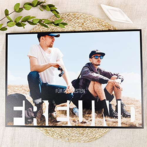 Elbeffekt Geschenk für Freund Holzbild - Foto Geschenkidee - personalisierbar zum Hinstellen/Aufhängen opt. beleuchtet Freundschaft Zeichen, Für Partner, Geschenke Freund - personalisierte Geschenke