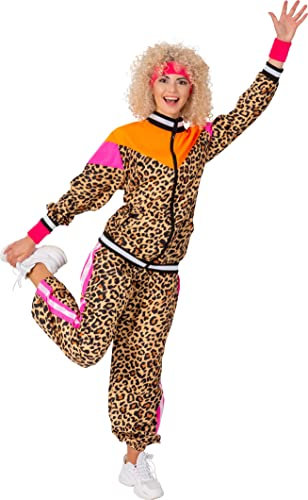 narrenkiste O918-L-XL Leo Damen 80er Jahre Jogginganzug Sportanzug 2 TLG.Gr.L-XL