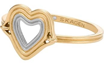 Skagen SKJ1680998503 Damen Ring Herz Edelstahl Bicolor Gold 15,9 mm Größe 50