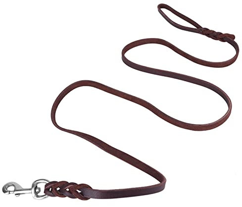 Hundeleine Leder,Fettlederleine Hund, Verkehrsleine Für Hunde,Haustier-Hundeleine Sicherheitsseil Rindsleder Und Ledergürtel Für Gehens Lauftraining (1,2 Meter)