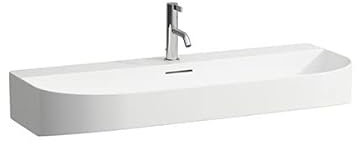 LAUFEN Sonar Waschtisch unterbaufähig, 3 Hahnlöcher, ohne Überlauf, 1000x420mm, H8103474001581, Farbe: Weiß mit LCC
