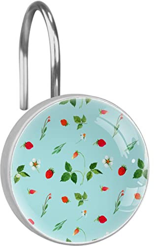 Set di 12 ganci per tenda da doccia in acciaio inox, vetro, resina, 3,7 x 3,7 cm