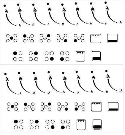 Flame Indicating Stickers Flame Indicators Ring Stove Labels - Oven Replacement Adhesive knob Symbols for Bumper Cooktop Hob Cooker Top Markings 2 Pack