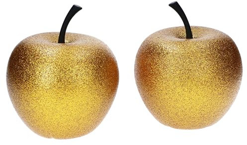MamboCat Pottery Pots 2er Set Apfel in Gold Größe XS I Glitzern & schimmernd I Ø 14,5 & Höhe 17 cm I wetterfeste Deko für Haus & Garten I Accessoire aus Fiberglas, Fiberstone I Herbst, Weihnachten