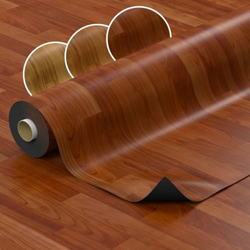 PVC Bodenbelag Vinylboden Meterware in Holzoptik Fußbodenbelag Auslegware Vinyl für Küche Wohnzimmer Badezimmer Anti-Rutsch 140cm Breite Wenge 210x140cm
